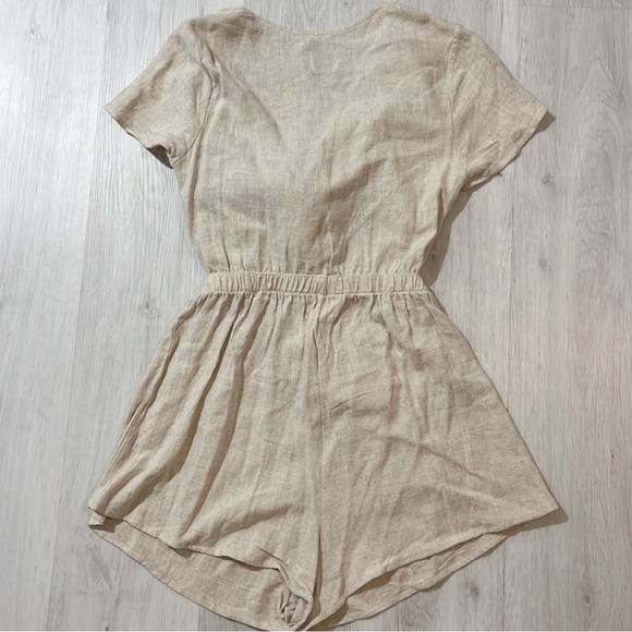 Princess Polly Beige Ragnar Tie Front Romper - Picture 3 of 4